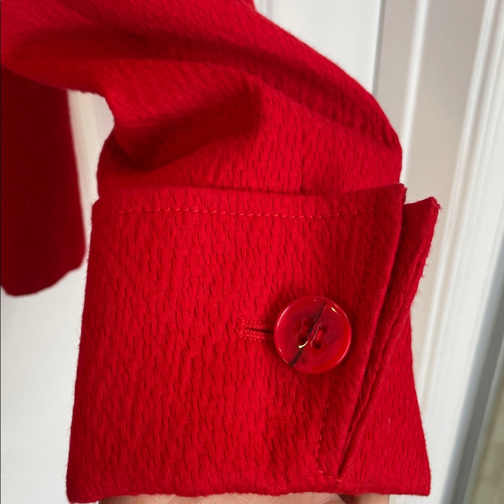 Ellen Tracy Solid Vibrant Red Double Breasted Lon… - image 6